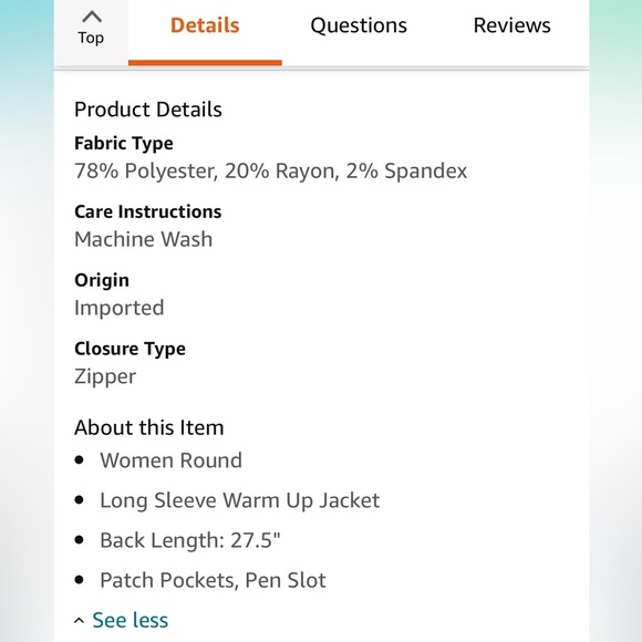 Women’s Warm Up Scrubs Jacket Zip Front - Picture 3 of 3